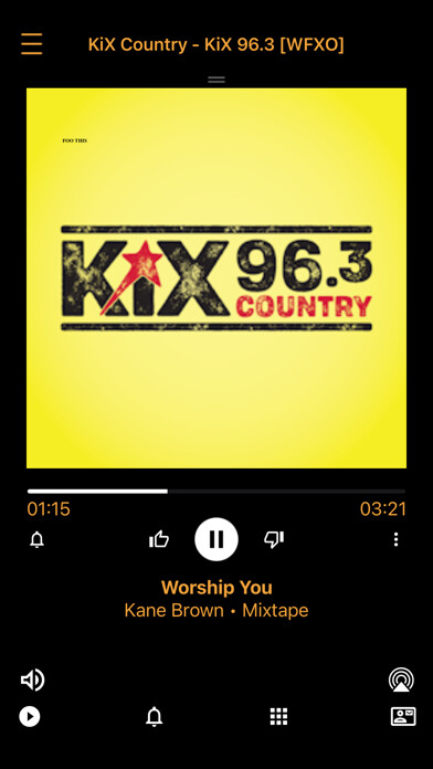 Emulate iPhone app KiX 96.3 [WFXO] using MyAndroid